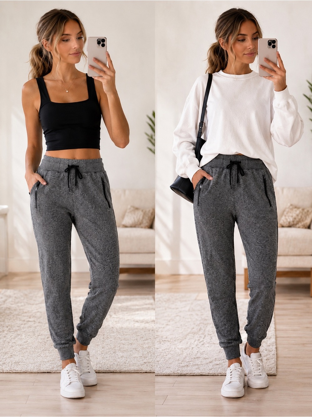 Zella Heather Charcoal Drawstring Joggers